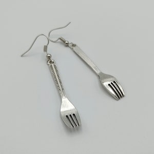 Fun Cutlery Earrings Silver Fork Jewelry, Unique Kitchenware Gift, Statement Earrings image 7