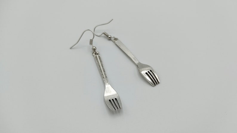 Fun Cutlery Earrings Silver Fork Jewelry, Unique Kitchenware Gift, Statement Earrings image 7