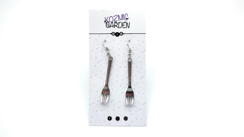Fun Cutlery Earrings Silver Fork Jewelry, Unique Kitchenware Gift, Statement Earrings image 8