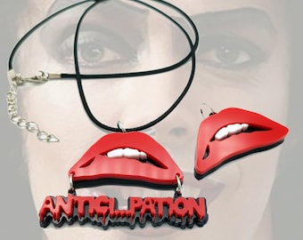 Rocky Horror Picture Show Inspired Necklace – Red Bitting Lips, Anticipation Pendant