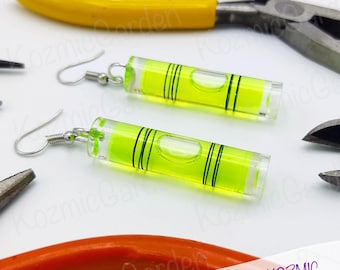 Yellow Bubble Level Earrings – Quirky Tool Jewelry