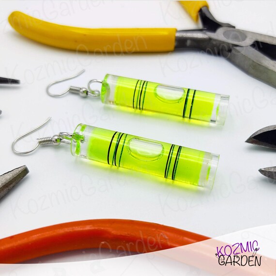 Yellow Bubble Level Earrings – Quirky Tool Jewelry