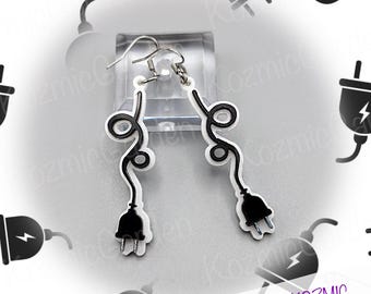 Electric Plug Earrings: Laser-Cut Acrylic Quirky Jewelry