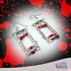 Boucles d'oreilles guillotine sanglantes - Bijoux effrayants, macabres et gothiques
