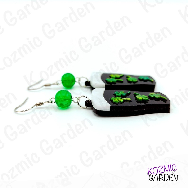 Guinness Beer Earrings – Shamrock Clover St Patrick's Day Jewelry image 7