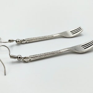 Fun Cutlery Earrings Silver Fork Jewelry, Unique Kitchenware Gift, Statement Earrings image 4