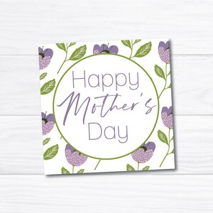 Printable 2&quot; Happy Mother&#39;s Day Tag - Mother&#39;s Day - Gift Tag - Square Tag - Flowers - Packaging - Printable Cookie Tag - Instant Download