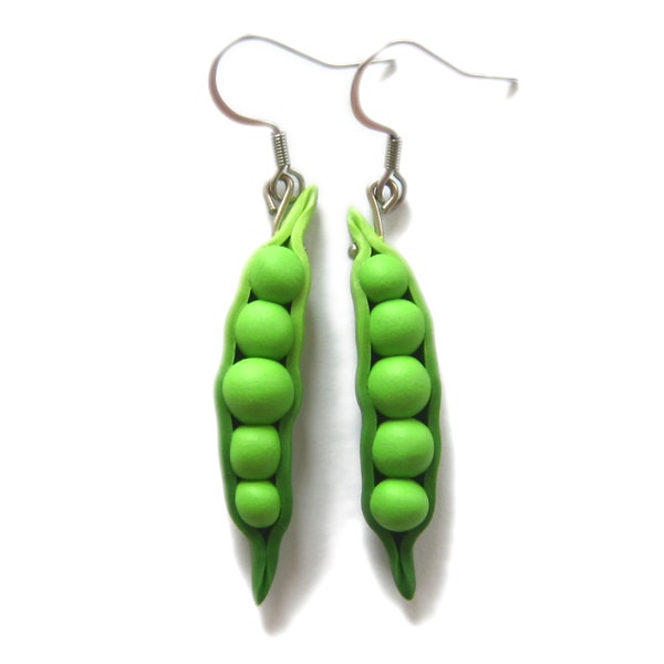 Green Earrings, Peas Earrings, Peas Jewelry, Peas Accessories, Peas In A Pod Earrings, Peas In A Pod Accessories, Peas Gift, Peapod Earrings