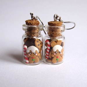 Christmas Jar Earrings, Gingerbread Man Earrings, Gingerbread Man Christmas Outfit for Woman Girls, Funny Christmas Handmade Coworkers Gifts