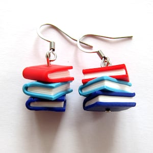 Books Earrings, Funny Book Lover Gift, Librarian Gift, Nerd Jewelry, Polymer Clay Earrings, Gift for Wife or Teacher, Cute Book Jewelry
