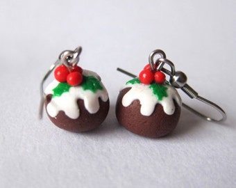 Polymer Clay Earrings, Christmas Pudding Earrings, Festive Earrings, Christmas Gifts, Christmas Outfit, Xmas Gifts, Christmas Food Earrings