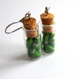 Gherkins Earrings, Pickles Earrings, Cucumber Earrings, Pickles In Jar Jewelry, Emo Vial Food Earrings, Kitchen Appliances, Green Earrings, image 2