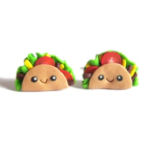 Funny Taco Earrings, Cute Jewelry Taco Jewelry, Taco Party, Taco Costume Polymer Clay Jewelry, Polymer Clay Food Earrings, Fake Food Jewelry