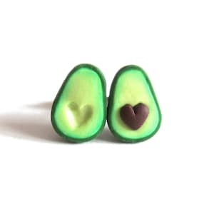Miniatur Essen Schmuck, Avocado Ohrringe, Avocado Schmuck, Freundschaft Schmuck, BFF Geschenke, Muttertagsgeschenk für Mama, Essen Vegan Geschenke Herzen