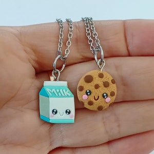 Food Jewelry, Milk and Cookie Necklaces For Friends, Friendship Jewelry, Friendship Necklaces For 2, BFF Necklaces For 2, Couple Necklace