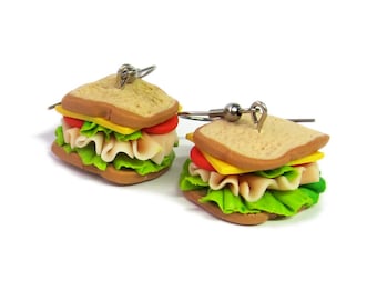 Orecchini a forma di panino: gioielli alimentari in miniatura fatti a mano in pasta polimerica