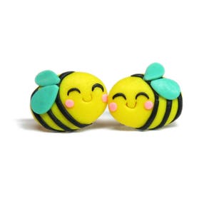 Bee Earrings, Bee Jewelry, Polymer Clay Earrings, Funny Earrings, Girls Earrings, Stud Earrings, Kawaii Earrings, Childrens Jewelry For Kids