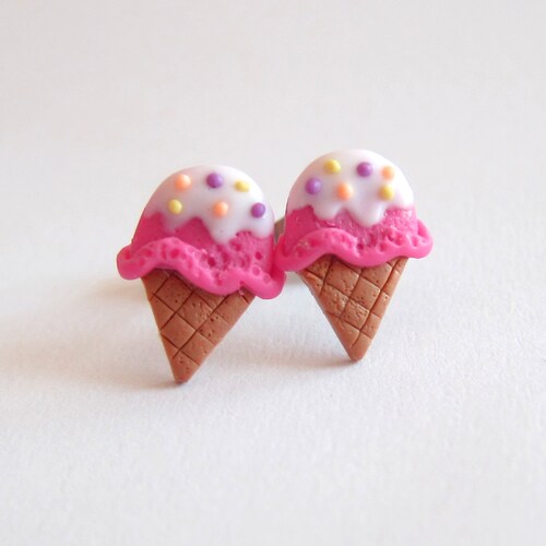 Sundae Earrings Ice Cream Earrings Polymer Clay Earrings Etsy