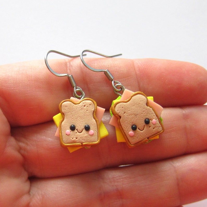 Sandwich Earrings Bread Earrings Food Earrings Polymer Clay Etsy