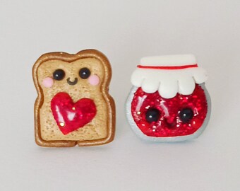 Valentines Day Earrings, Valentines Day Jewelry, Toast and Jam Earrings, You are the jam to my toast, You are my Jam, Spread The Love Gifts