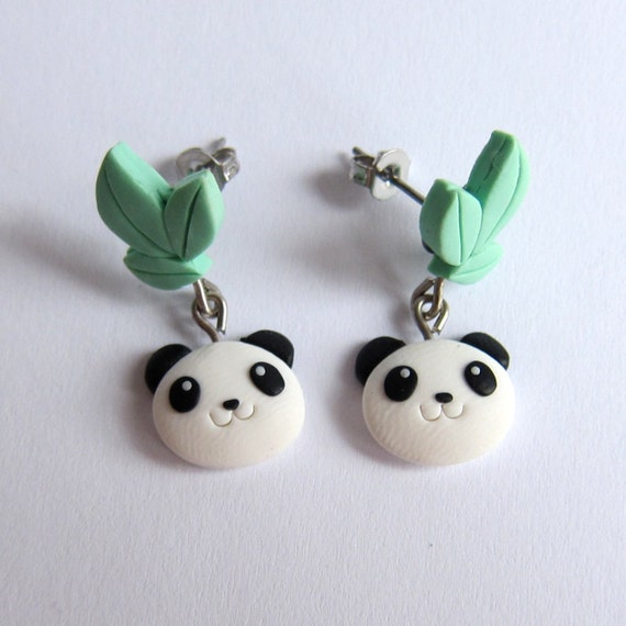 Sterling Silver Childrens Girls PANDA BEAR Stud Earrings Macaroon Gift Box
