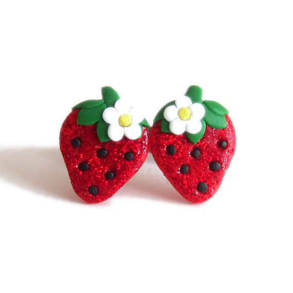 Strawberry 2024 earrings etsy
