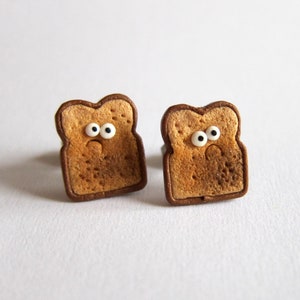 Burnt Toast Earrings – Funny Polymer Clay Jewelry, Quirky Gift for Food Lovers or Friends
