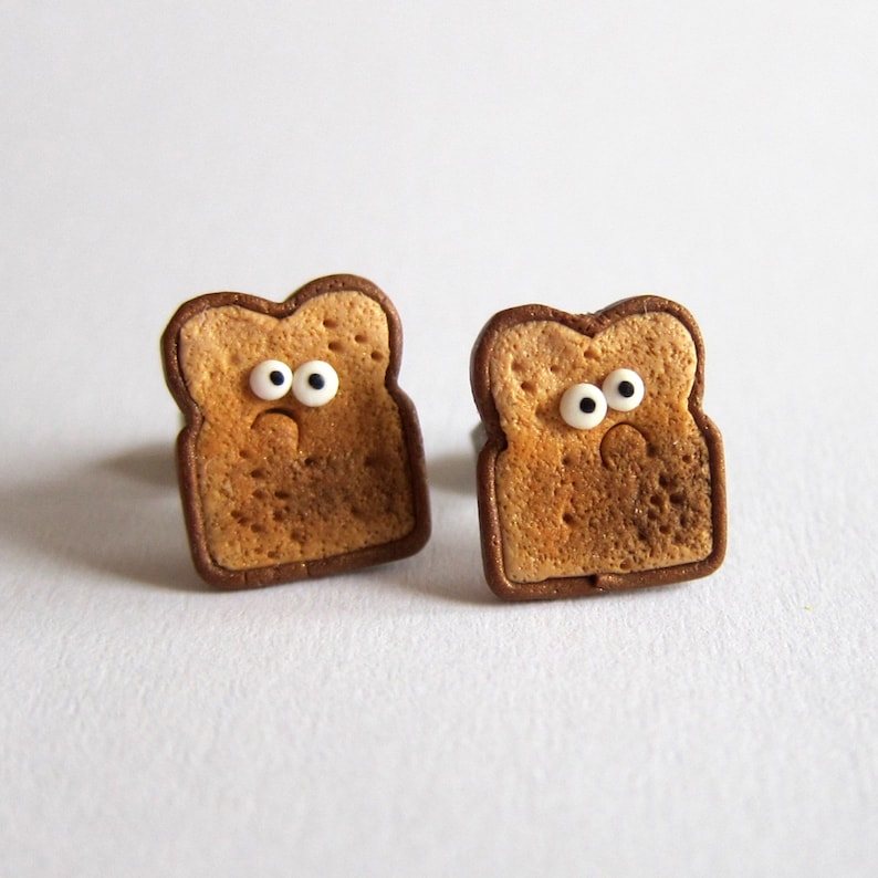 Burnt Toast Earrings Polymer Clay Earrings Funny Gift Small Etsy