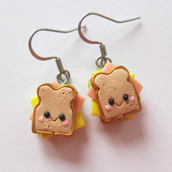 Sandwich Earrings Bread Earrings Food Earrings Polymer Clay - Etsy