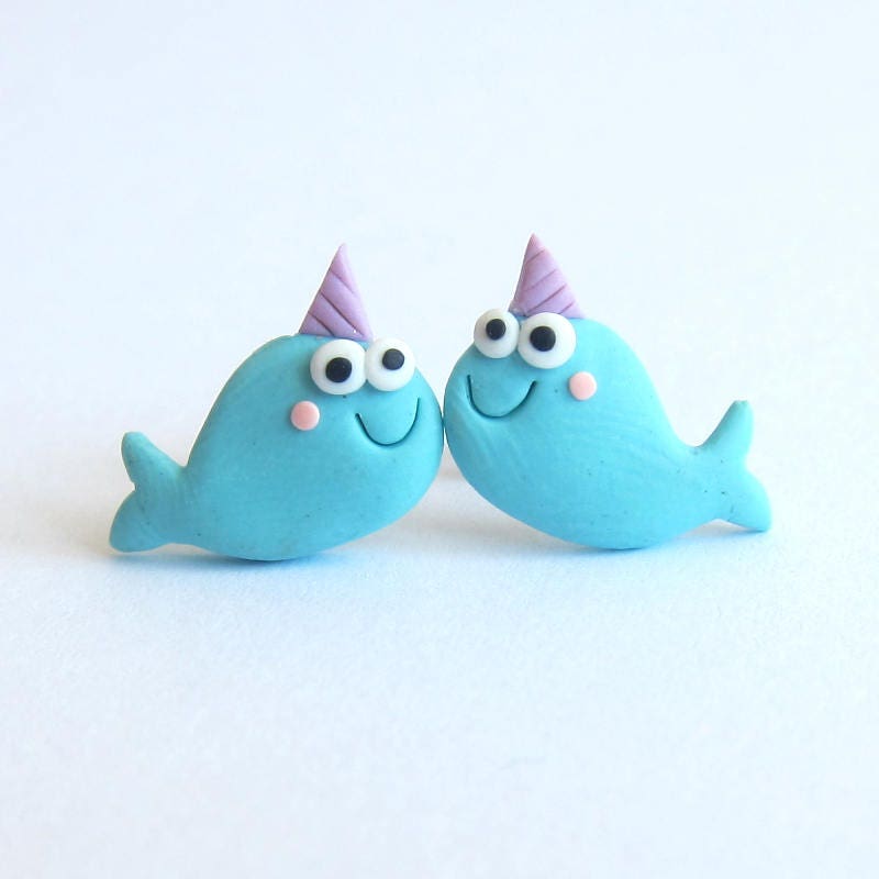 Narwhal Earrings, Narwhal Jewelry, Unicorn Earrings, Polymer Clay