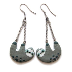 Pendientes perezosos, joyería pereza, pendientes de animales, joyería de animales lindos, pendientes del zoológico, joyería del zoológico, pendientes lindos, regalos divertidos para los amigos Emoji