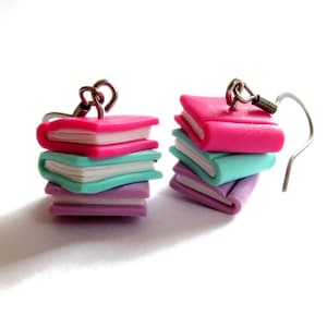 Stack of Books Earrings – Polymer Clay Studs – Book Lover Gift – Writer Jewelry – Librarian Earrings – Cute Nerdy Gift