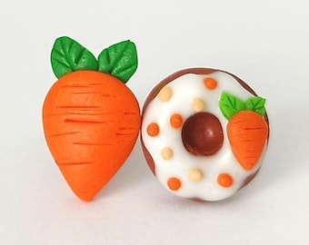 Roliga morotsmunk örhängen, Polymer Clay miniatyr matsmycken