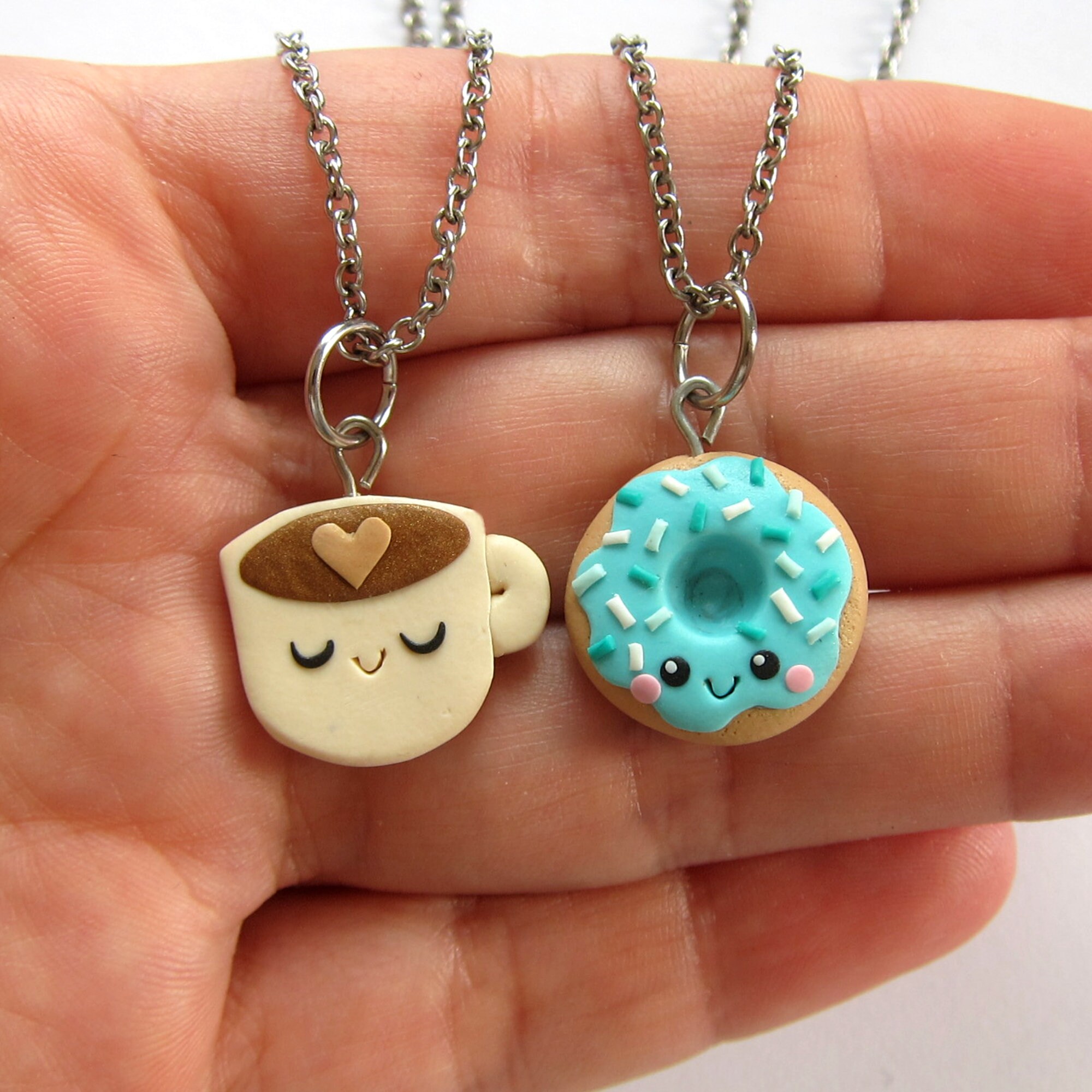 10PCS, Enamel Donut Round Pendant Necklaces For Girls Best Friends  Friendship Necklace Chain Jewelry