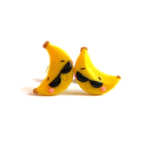 Banana Earrings, Fruit Earrings, Bananas Earrings, Funny Earrings, Funny Jewelry, Yellow Earrings, Summer Earrings, Fruit Jewelry For Kids