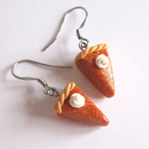 Pumpkin Pie Earrings – Miniature Cake Jewelry – Polymer Clay Food Earrings – Cute Gift for Foodies – Funny Jewelry for Kids & Adults