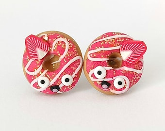 Roliga jordgubbsmunkörhängen: Handgjorda polymerlera kawaii monarki matsmycken