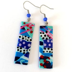 Bunte Polymer Clay Ohrringe, Geometrische Ohrringe, Funky Statement Ohrringe, Moderne Kunst Schmuck, Mutige Ohrringe für Frauen