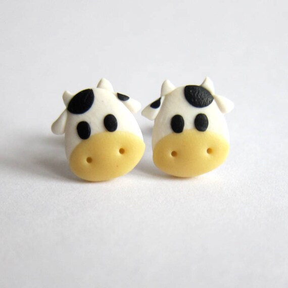 Cow cheap clay earrings