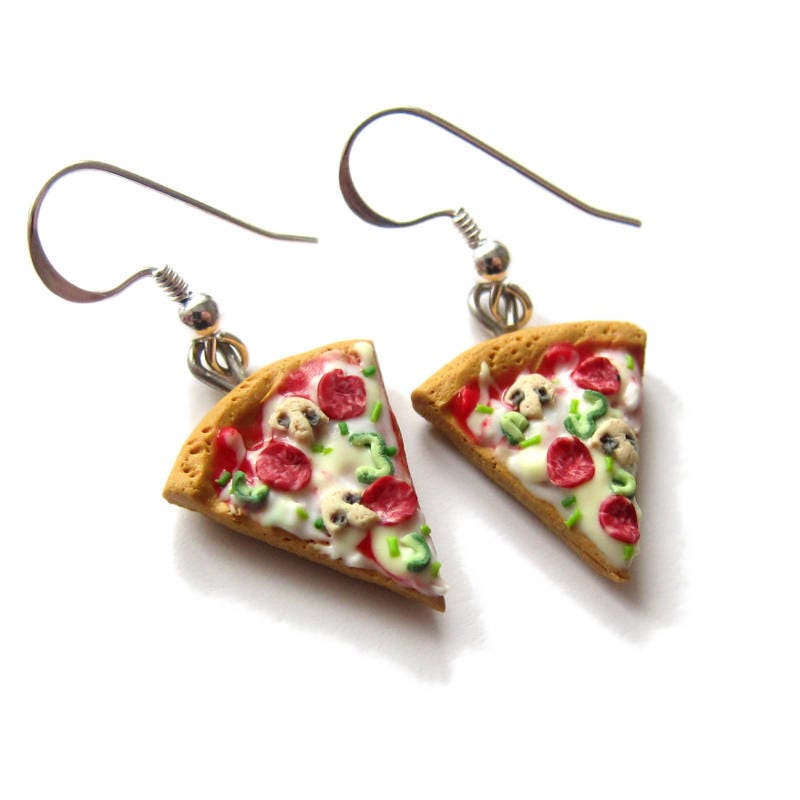 Pizza Earrings Pizza Jewelry Miniature Food Earrings Mini Etsy