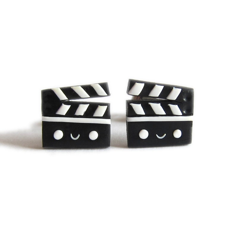 Clap Board Earrings, Clap Board Studs, Movie Clapboard Cookie Cutter, Clap Board, Director Cut Theater Cinema Ticket Clap Board Photo Booth image 1