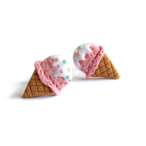 Sundae Earrings Ice Cream Earrings Polymer Clay Earrings Etsy