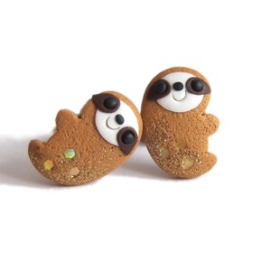 Pendientes de perezoso, joyas divertidas de perezoso, regalo para un día tranquilo, pendientes de animales adorables, regalos de perezoso para amigos, pendientes de arcilla polimérica hechos a mano.