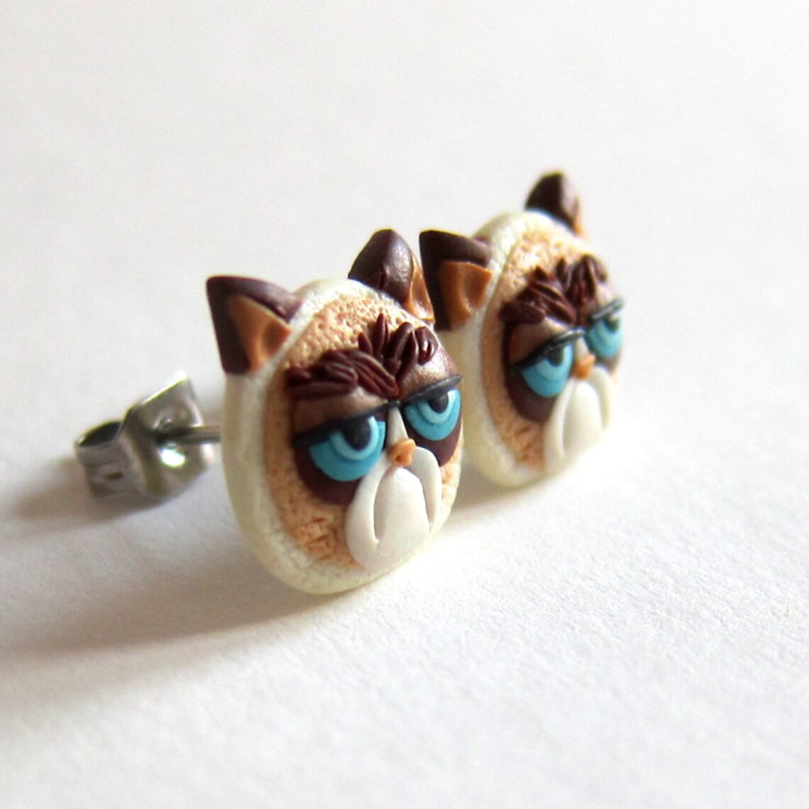 Grumpy Cat Earrings Funny Cat Earrings Animal Earrings Etsy
