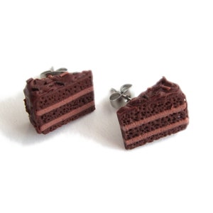Chocolate Cake Earrings – Food Jewelry Gift, Funny Earrings for Kids & Foodies