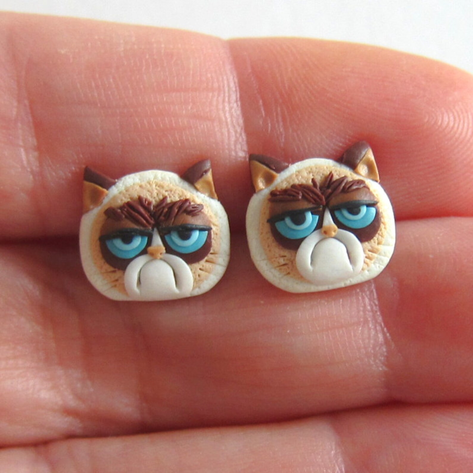 Grumpy Cat Earrings Funny Cat Earrings Animal Earrings Etsy