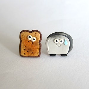 Burnt Toast earrings, Toast and Toaster Earrings, funny gift, small gift for girls, birthday gift for mom, funny earrings funny gift for her