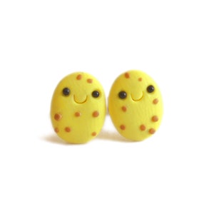 Cute Potato Earrings – Miniature Food Jewelry – Funny Polymer Clay Studs – Foodie Gift – Handmade Jewelry for Girls – Quirky Earrings