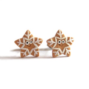 Snowflake Earrings, Christmas Earrings, Christmas Gift Idea, Stocking Stuffers, Stocking Fillers, Christmas Jewelry, Gingerbread Earrings
