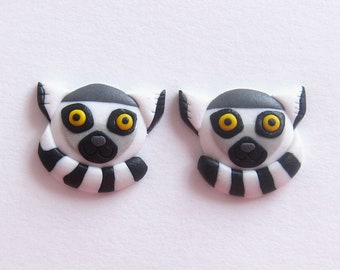 Ring Tailed Lemur Earrings, Lemur Jewelry, Animal Earrings, Animal Jewelry, Zoo Earrings, Zoo Jewelry, Cute Earrings, Funny Gifts For Girls